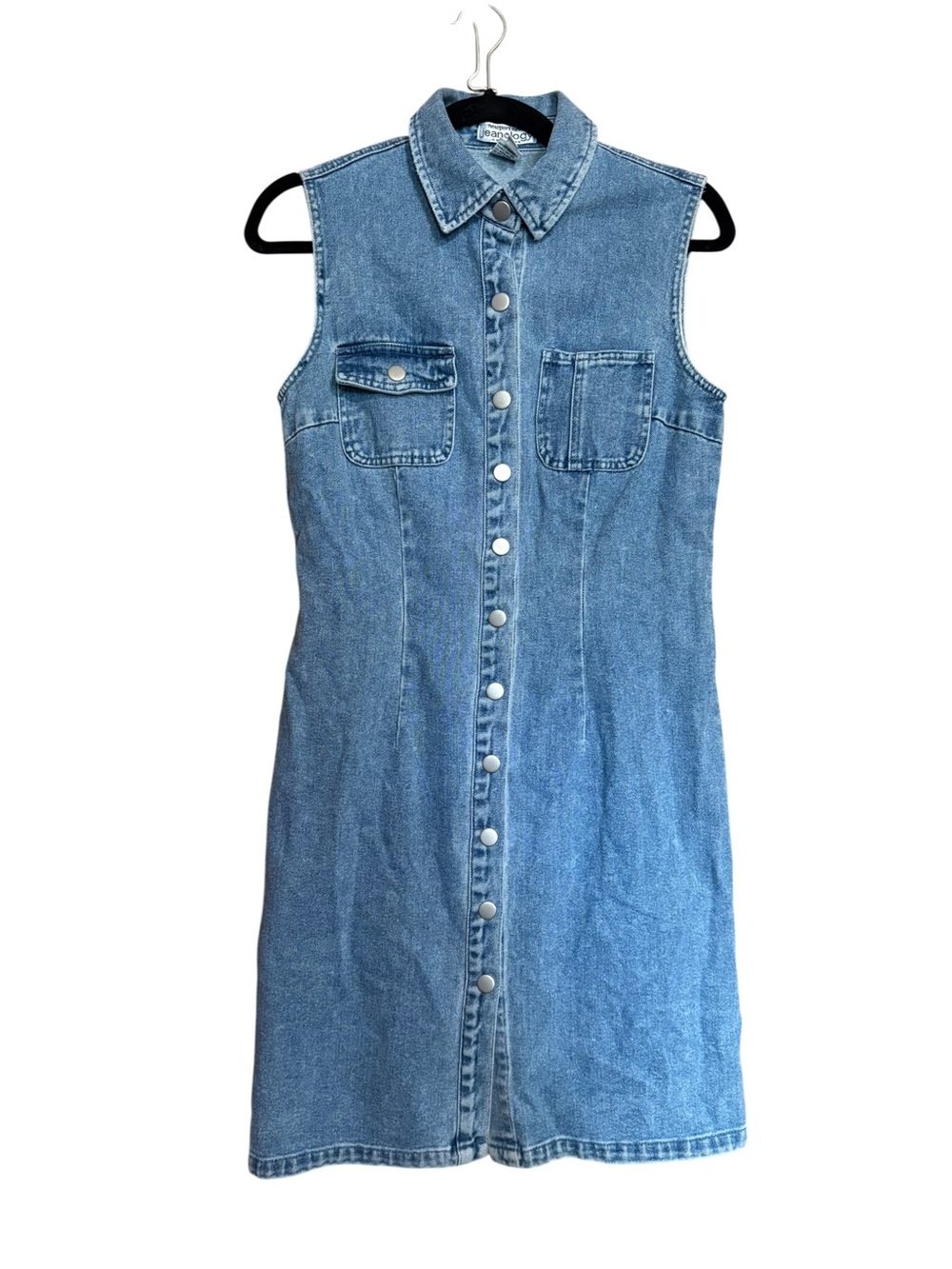 Newport News Jeanology Sleeveless Snap Button Front Denim Jean Jumper Dress 6